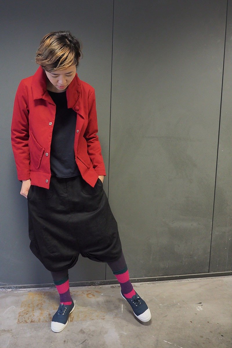 & by tan & luciana 偷穿两层微笑线宽裤 - 女装长裤 - 棉．麻 黑色