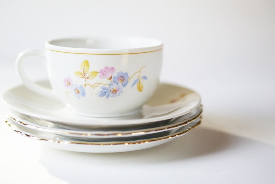 复古下午茶杯盘 - 德国 Vintage (免运) - 茶具/茶杯 - 其他材质 黄色