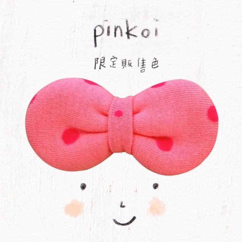 PINKOI限定色 （桃红绒毛点点）有机棉蝴蝶结多功能配饰 - 发饰 - 其他材质 红色