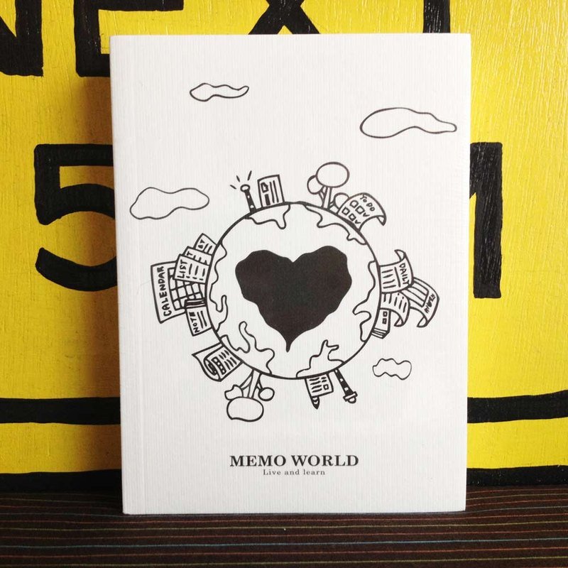 空白笔记本 “Memo world。笔记世界” 记事本 万用册 - 笔记本/手帐 - 其他材质 白色