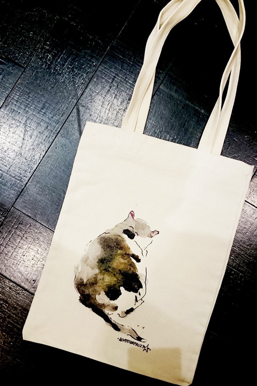 猫与狗与猫头鹰的购物袋-02-帅气背影猫 - 侧背包/斜挎包 - 棉 白色