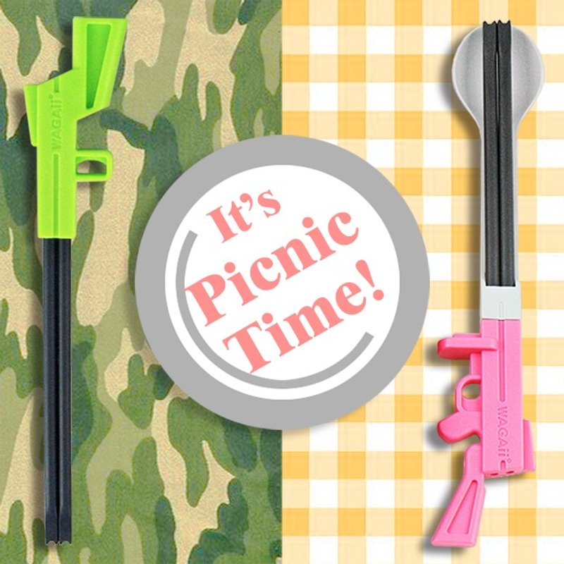 【来福筷】夏日野餐趣 /环保筷/筷子/餐具组/汤匙-童趣绿+都复红 - 筷子/筷架 - 塑料 绿色