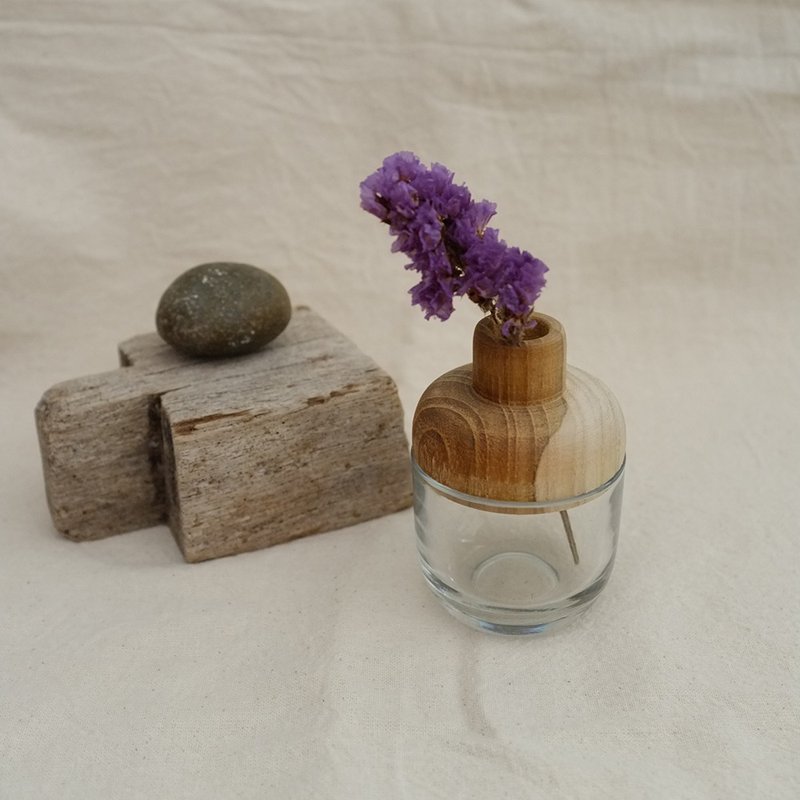 木头玻璃小花瓶 - 摆饰 - 玻璃 咖啡色