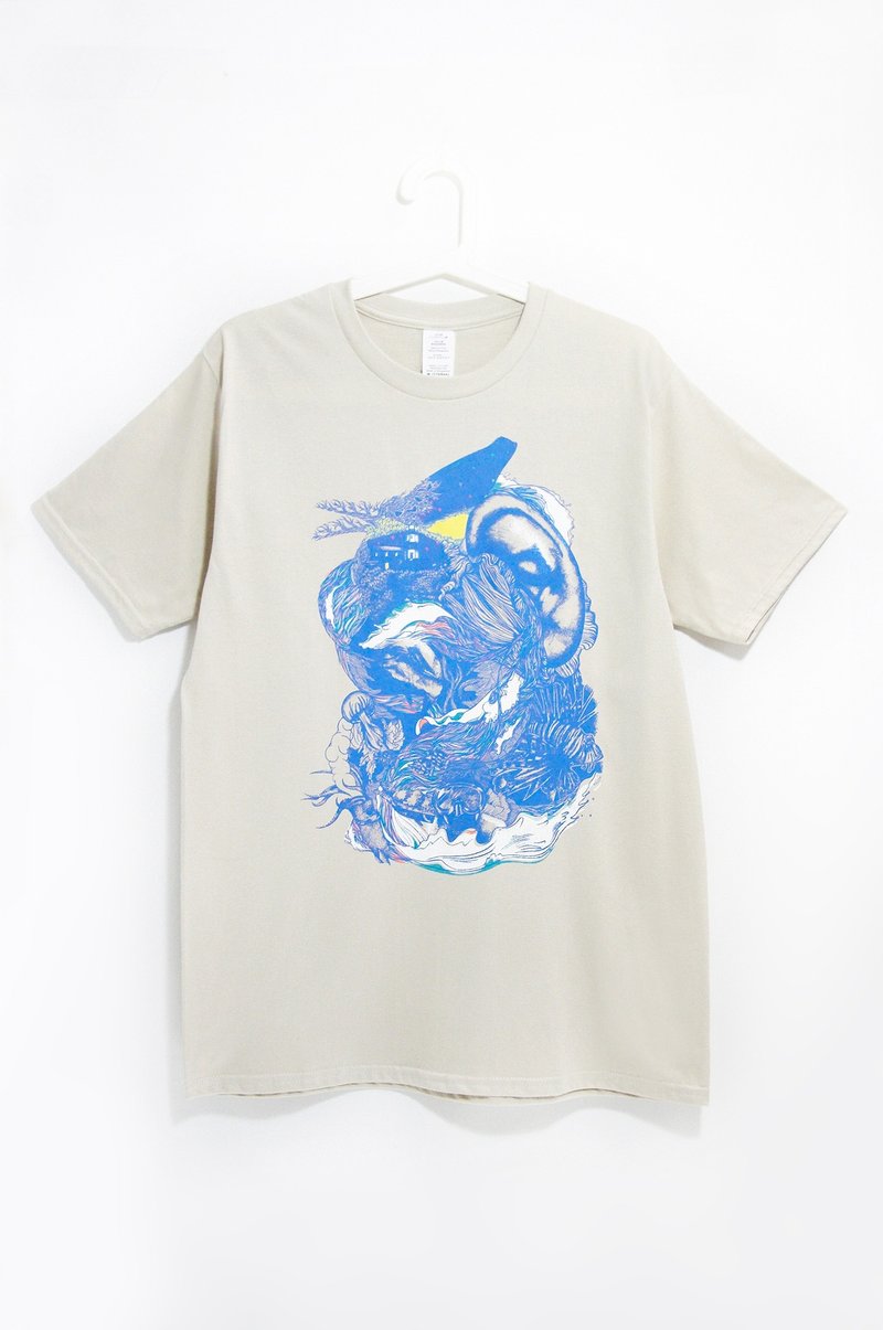 男装合身纯棉插画Tee / T-shirt - 海洋的旅程 - 男装上衣/T 恤 - 其他材质 黄色