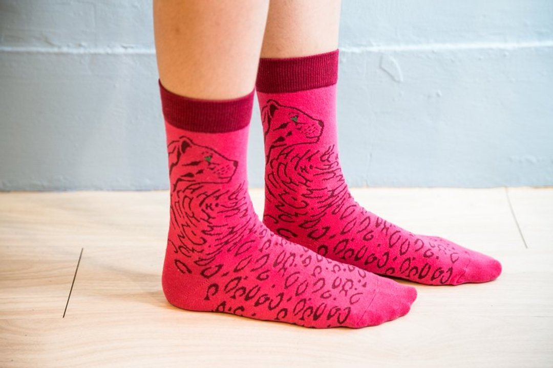 台湾云豹 _台湾保育动物_NAKID SOCKS_袜子_短袜/交换礼物 - 袜子 - 其他材质 红色