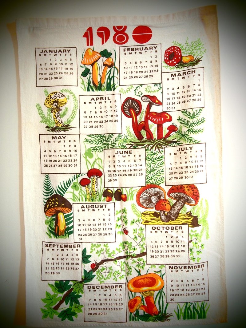 1980 美国早期布面月历 蘑菇mushroom - 墙贴/壁贴 - 其他材质 多色