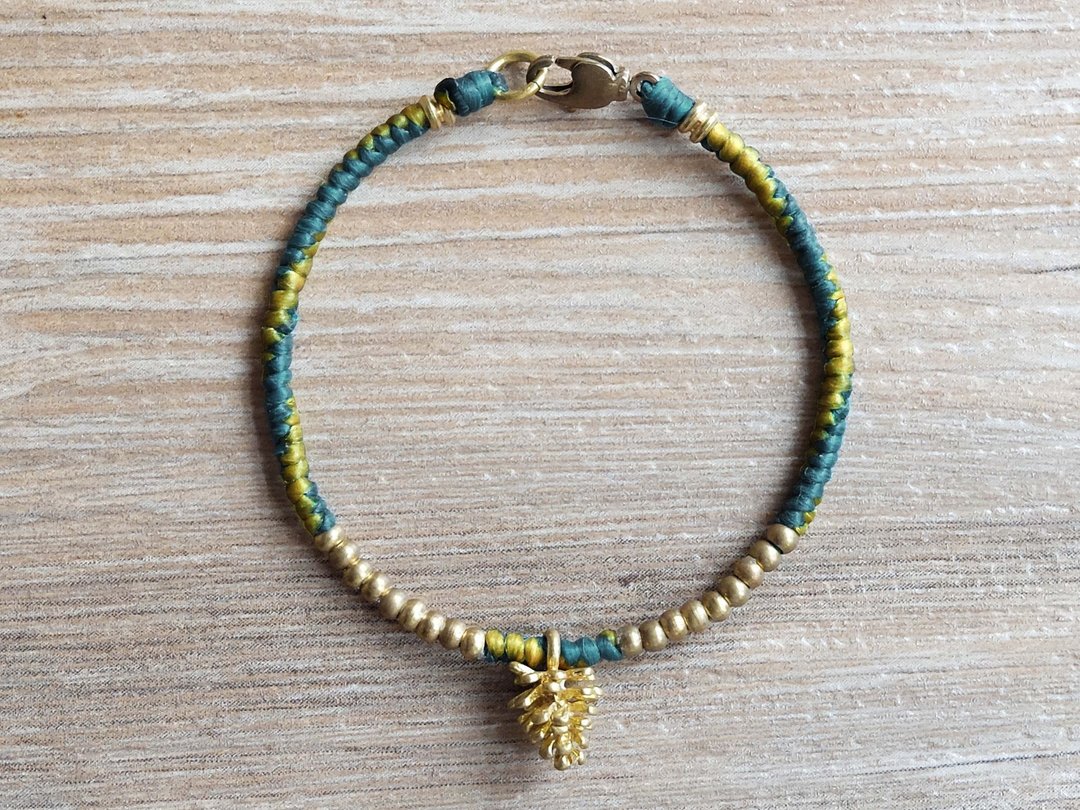 | PINECONE |黄铜 x 蜡线 x 手绳 x 手链 x 手环 x 定制。好做作 - 手链/手环 - 铜/黄铜 蓝色
