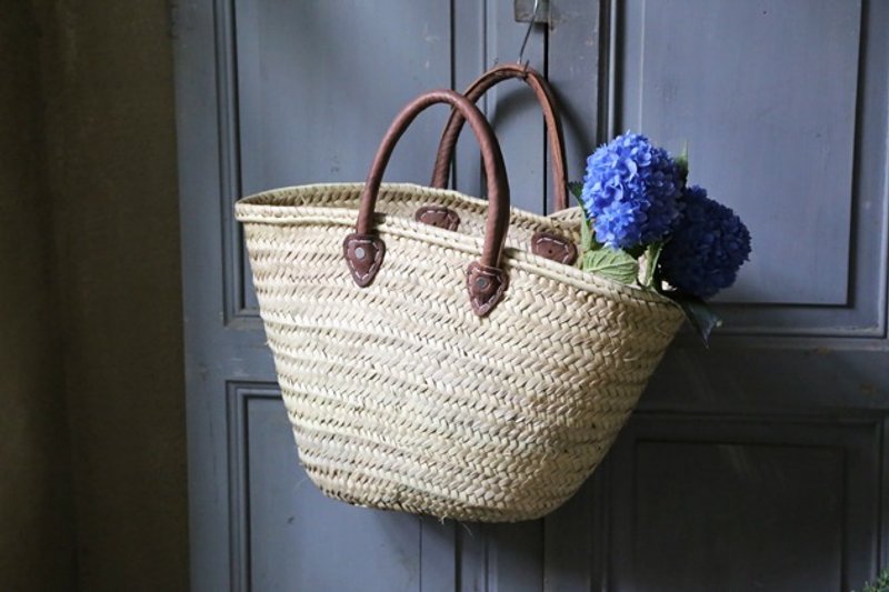 法式藤篮-优雅手提款 - 手提包/手提袋 - 植物．花 卡其色