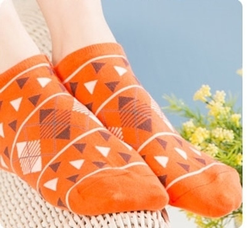 舒适及踝棉袜-三角形-橘 - 袜子 - 其他材质 橘色