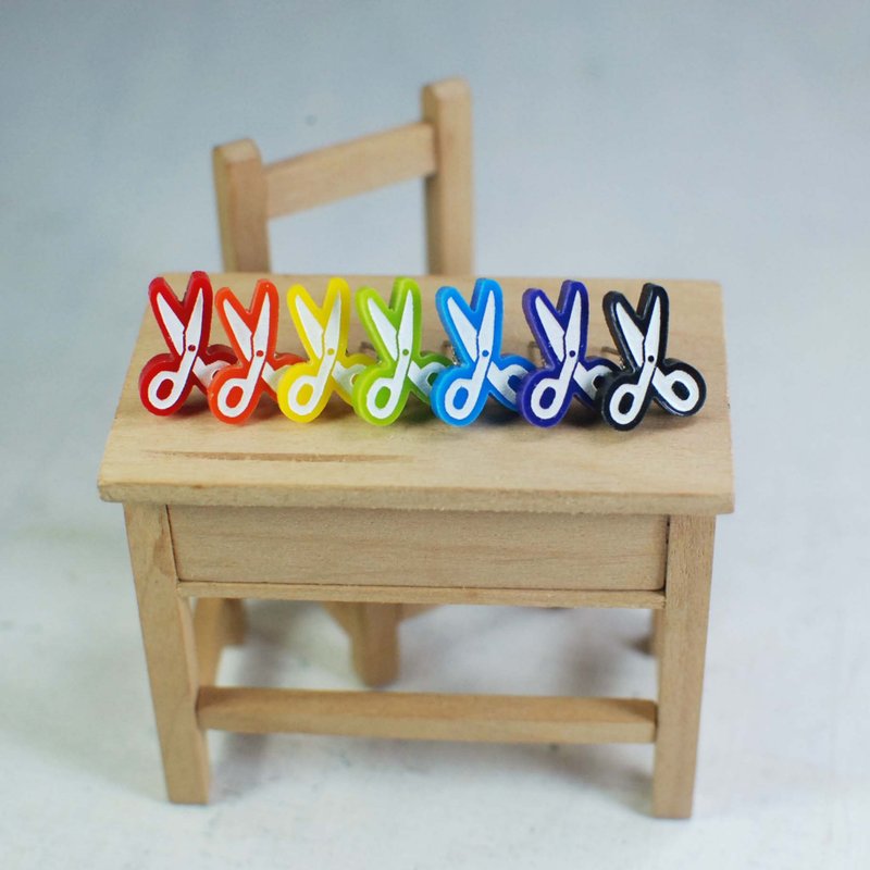 文具控 剪刀 抗过敏钢针/可改夹式 - 耳环/耳夹 - 压克力 多色