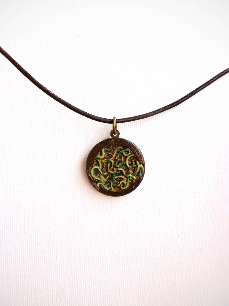 藤 手工制作 多层立体木工雕刻 吊坠 颈链 包邮 - 项链 - 木头 咖啡色