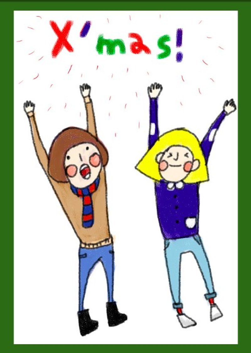 圣诞系列/  一起庆祝明信片 - 卡片/明信片 - 纸 绿色