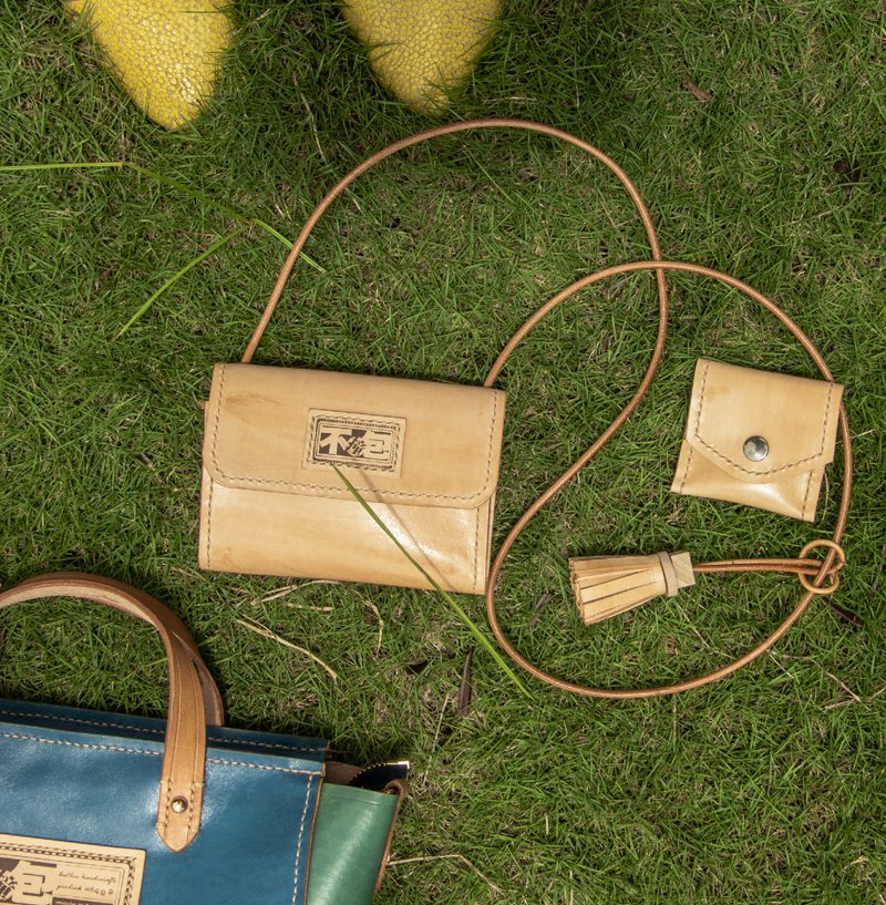 不撞包本色三加一植鞣革全真皮多功能手拿包 - 手拿包 - 真皮 橘色