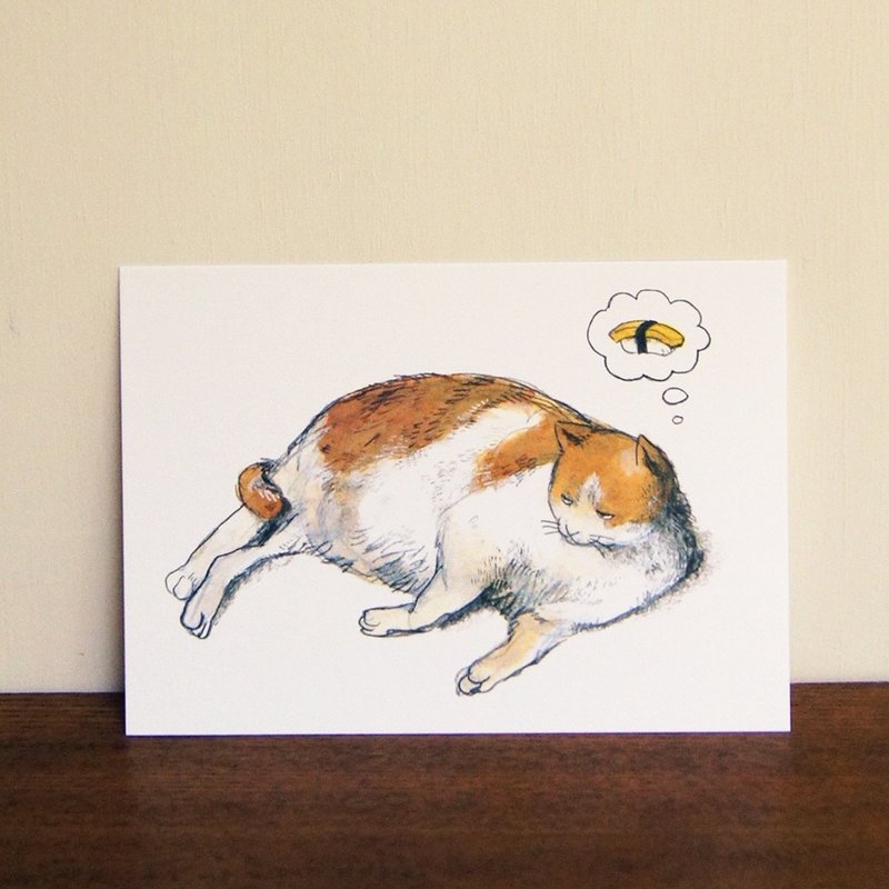 明信片  想吃寿司猫 - 卡片/明信片 - 纸 白色