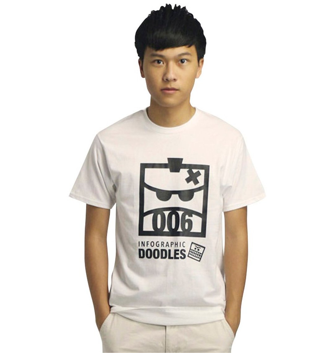 20%优惠券 Doodles 优闲男生白色T恤，型格Square 006图案 - 男装上衣/T 恤 - 其他材质 白色