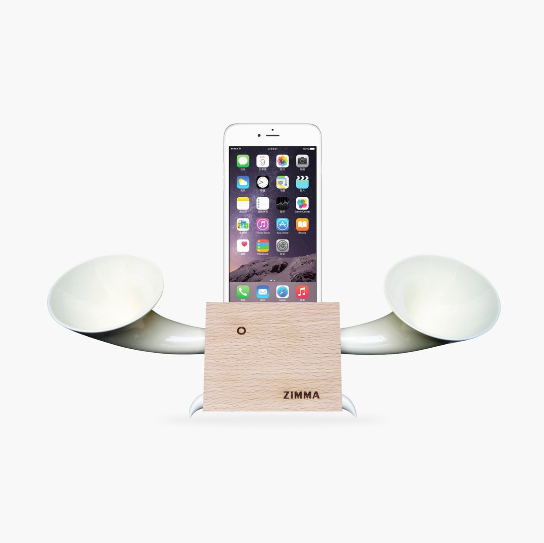 专属 iPhone/Android系 部分机型使用!ZIMMA立体双声道免提 - 扩音器/喇叭 - 木头 卡其色