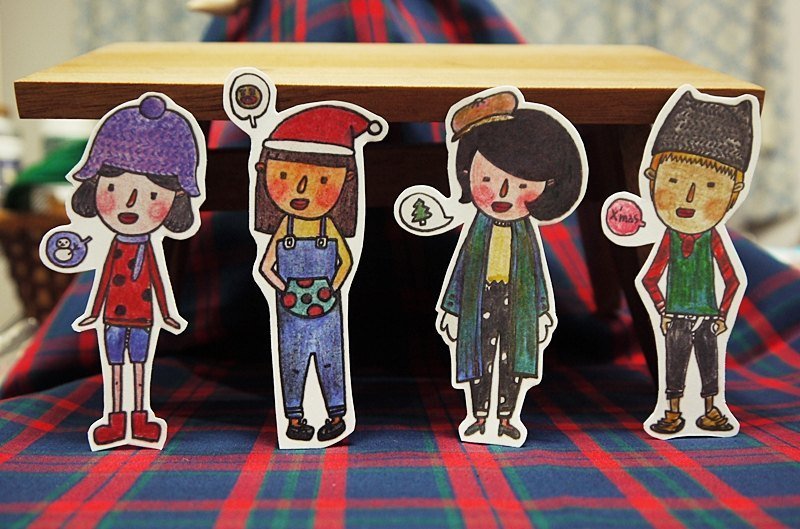 圣诞节快乐贴纸+圣诞装扮-全套4张+ - 贴纸 - 纸 多色