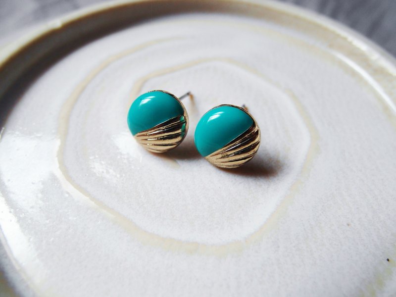 复时品早期耳环【蓝绿宝石】 - 耳环/耳夹 - 珐琅 蓝色