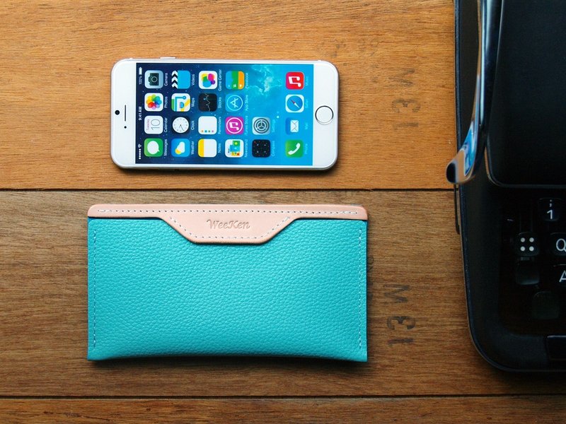 [ WeeKen 维肯 ] iPhone 6 - Tiffany Blue 手工真皮手机保护套 - 侧开夹扣型 (免费定制化刻印英文名) - 其他 - 真皮 绿色