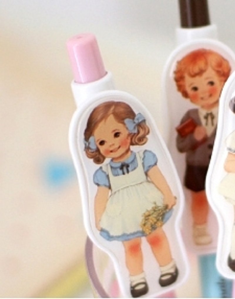 韩国【Afrocat】paperdoll mate ball pen 〈Alice〉复古娃娃 可爱 笔 原子笔_original - 圆珠笔/中性笔 - 塑料 粉红色