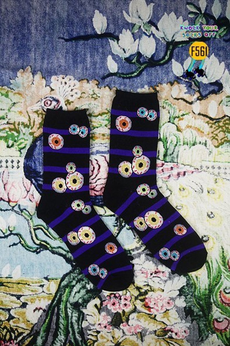 条纹眼球袜!!夏漪眺=knock your socks off !! - 袜子 - 其他材质 黑色