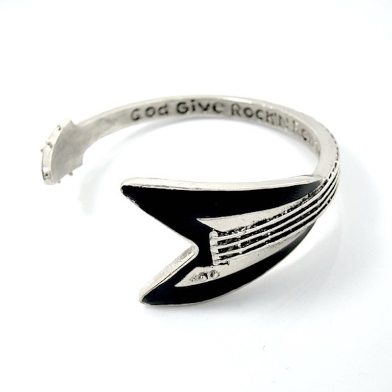 Flying V bangle in white bronze,Rocker jewelry ,Skull jewelry,Biker jewelry - 手链/手环 - 其他金属 