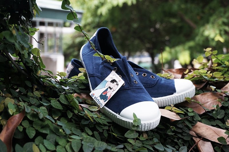 victoria西班牙国民手工鞋-深蓝色MARINO - 女款休闲鞋 - 棉．麻 蓝色