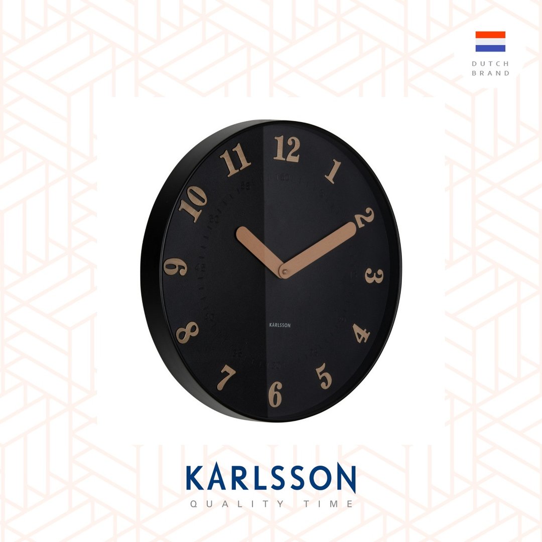 荷兰 Karlsson, Wall clock 40cm Amena 黑色北欧数字挂钟 - 时钟/闹钟 - 塑料 黑色