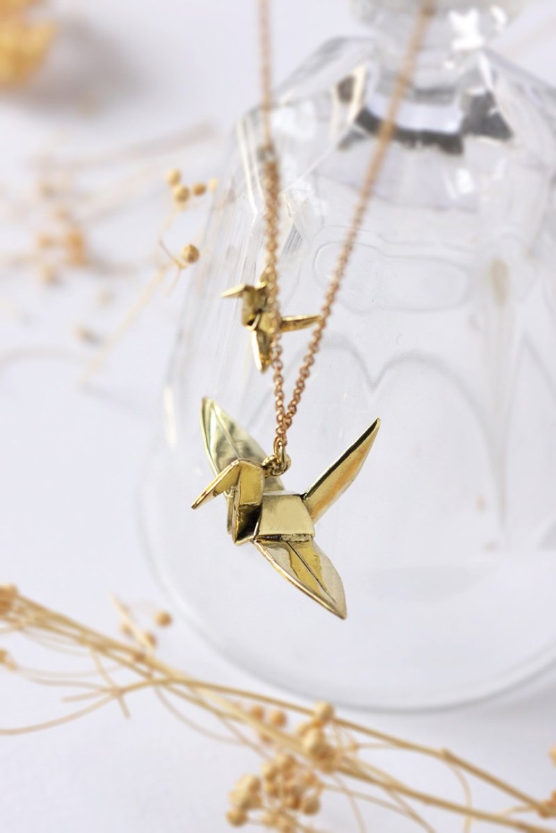 Two folding bird pendants necklace by linen. - 项链 - 其他金属 