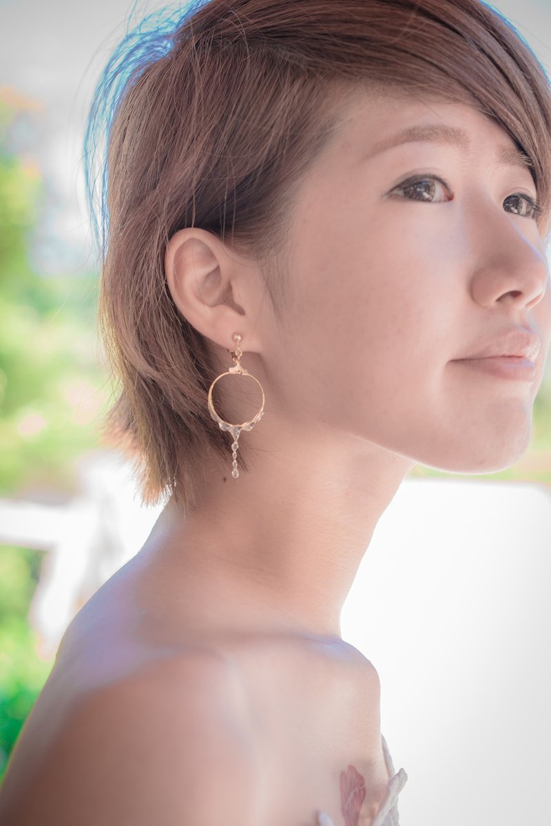 凝结的瞬间   垂滴水滴耳环   可选耳针或耳夹 - 耳环/耳夹 - 其他金属 白色