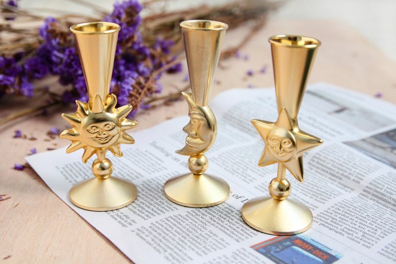 Vintage早期日本金属烛台-太阳系 - 蜡烛/烛台 - 其他金属 金色