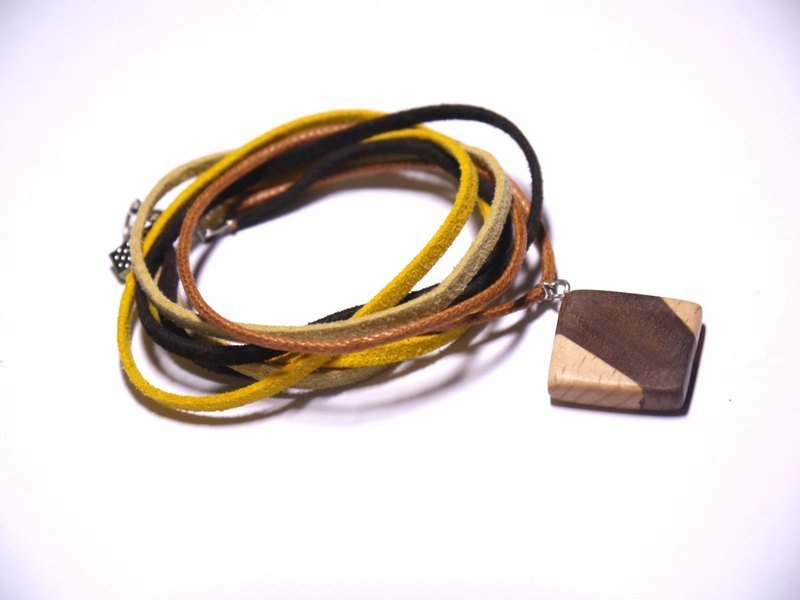 木制编织手环－拼木方块 - 手链/手环 - 木头 咖啡色