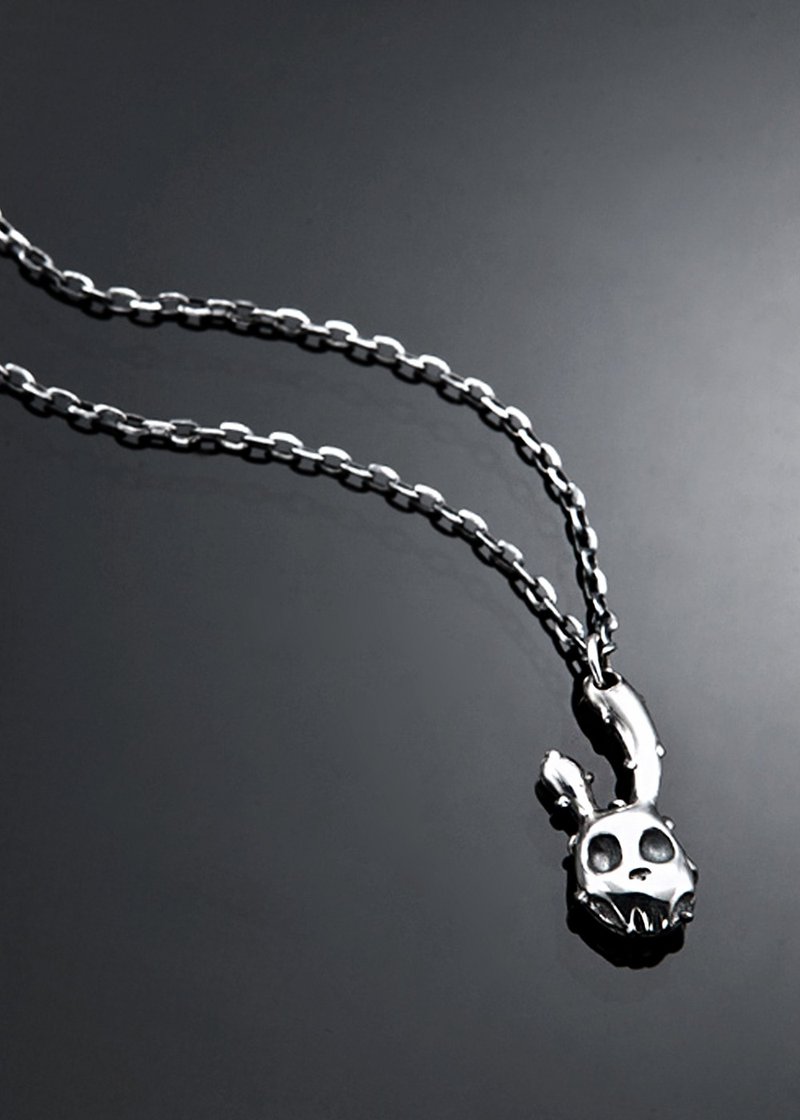 Double-sided RockRabbit Pendant S Type | 摇滚兔项链坠 S - 项链 - 纯银 银色