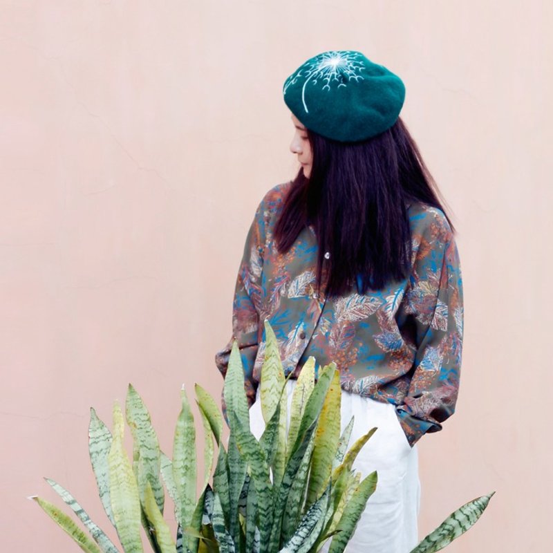 原创羊毛毡针毡帽子纯羊毛手工订制蒲公英帽—绿色 - 帽子 - 羊毛 