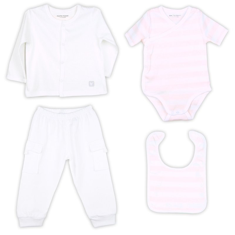 Martin House 天天四件套 - 鲑鱼粉 / 白 (条纹) - 其他 - 棉．麻 灰色