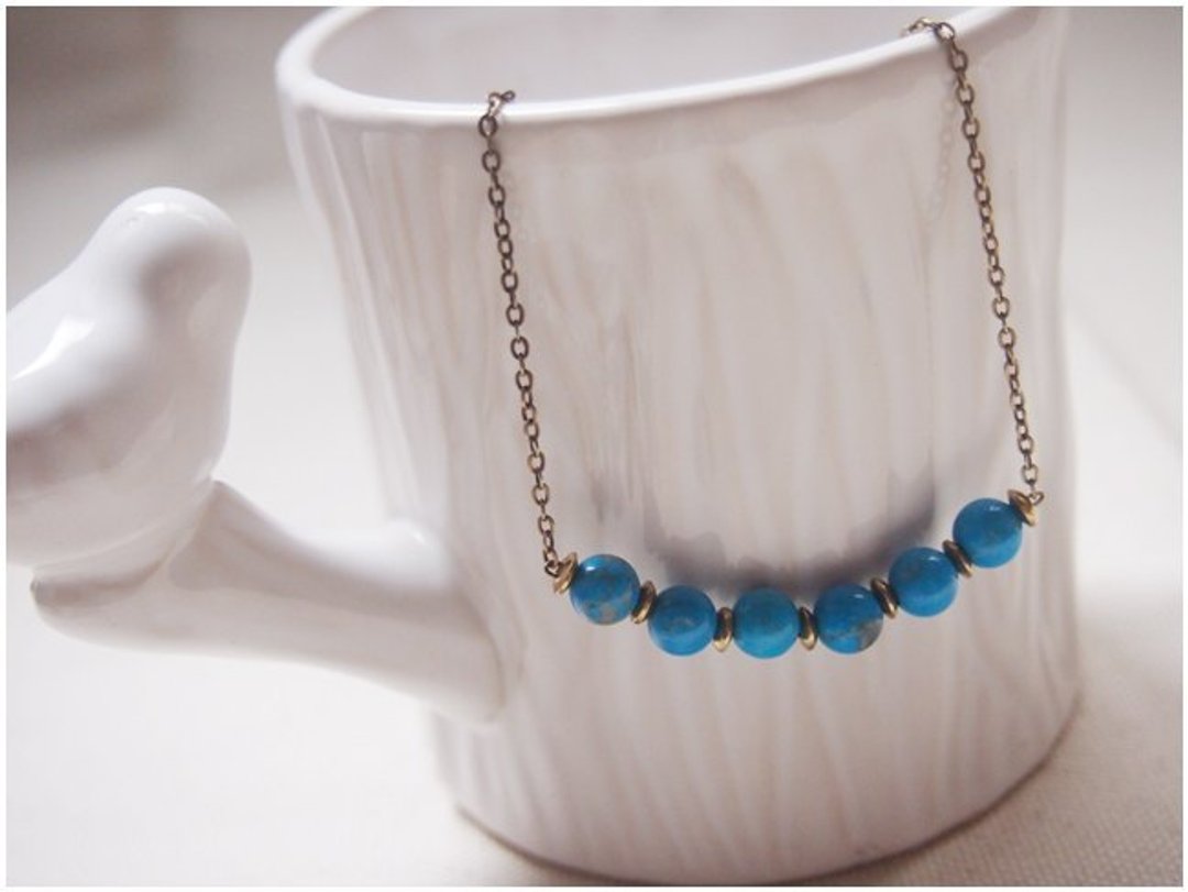 little stone necklace 六福弧线(土耳其蓝)-项炼 - 项链 - 其他材质 蓝色