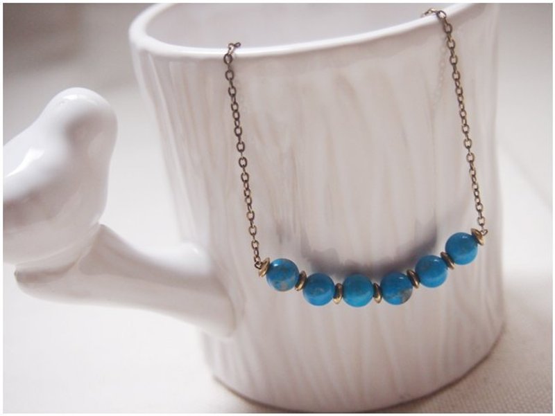 little stone necklace 六福弧线(土耳其蓝)-项炼 - 项链 - 其他材质 蓝色