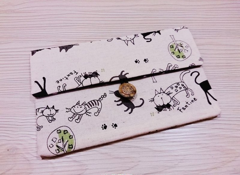 棉麻布手作存折袋 护照套 卫生棉袋/护垫袋 /化妆袋/收纳袋 - 化妆包/杂物包 - 其他材质 白色