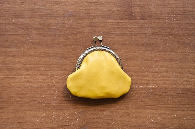 羊皮口金零钱包-黄色 - 零钱包 - 真皮 黄色