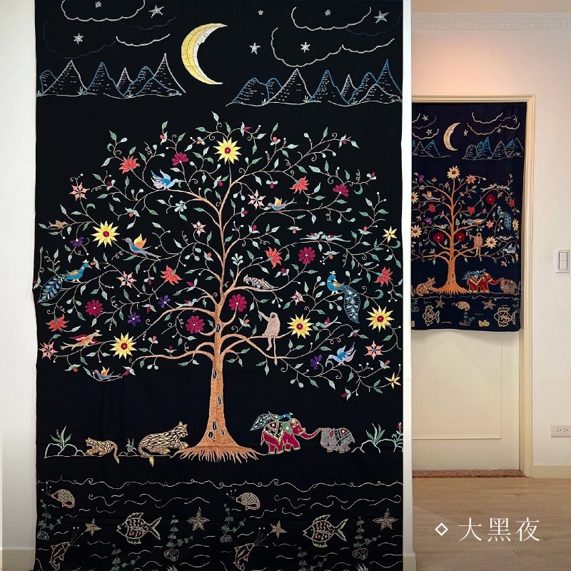 生命之树_黑夜_刺绣挂布/门帘_公平贸易 - 海报/装饰画/版画 - 棉．麻 黑色