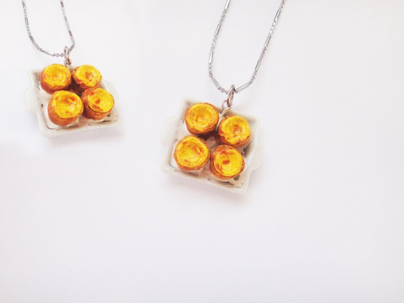热腾腾蛋塔项链 - 项链 - 粘土 橘色