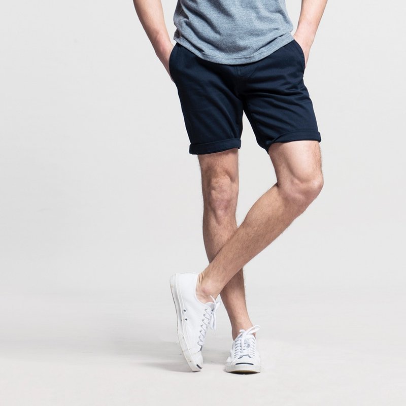 男款双层腰头休闲短裤-深蓝 NOVI - 男士长裤 - 其他材质 蓝色