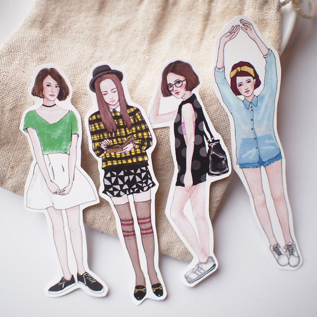 Bon Bon Stickers 妃炫少女 全身 贴纸 单张 - 贴纸 - 纸 多色