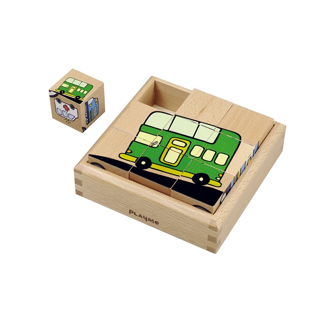 交通总动员 Transportation-六面交通工具木制拼图 - 玩具/玩偶 - 木头 卡其色