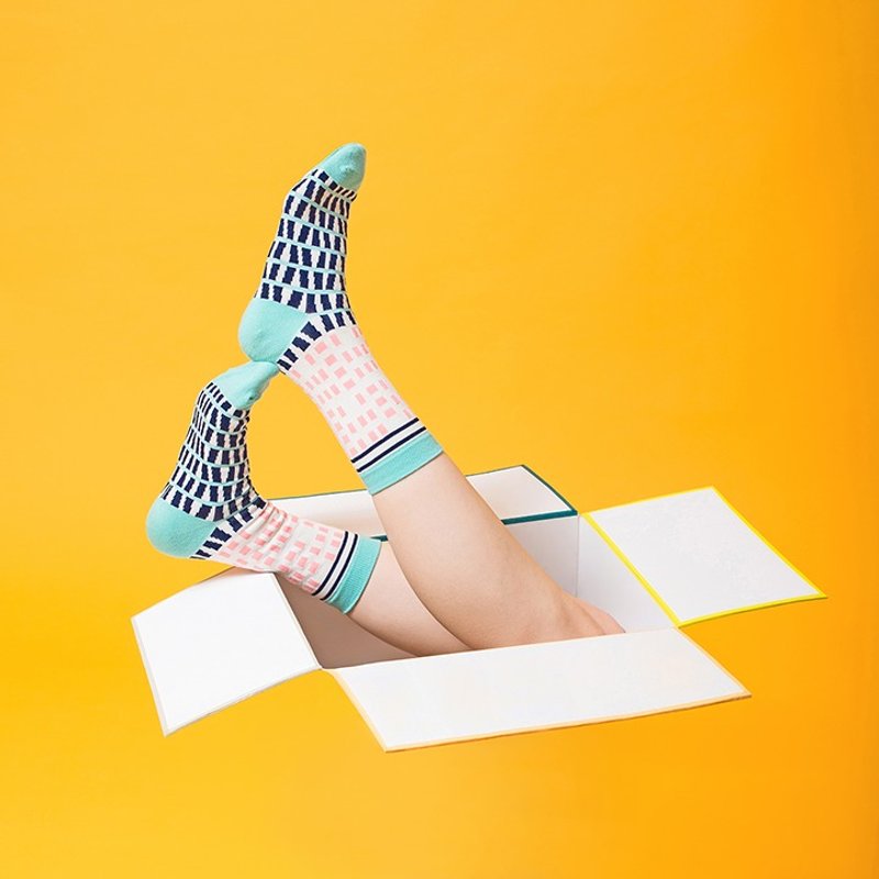 窗型棉质中筒袜 / 袜子 / 薄荷 - 袜子 - 棉．麻 绿色