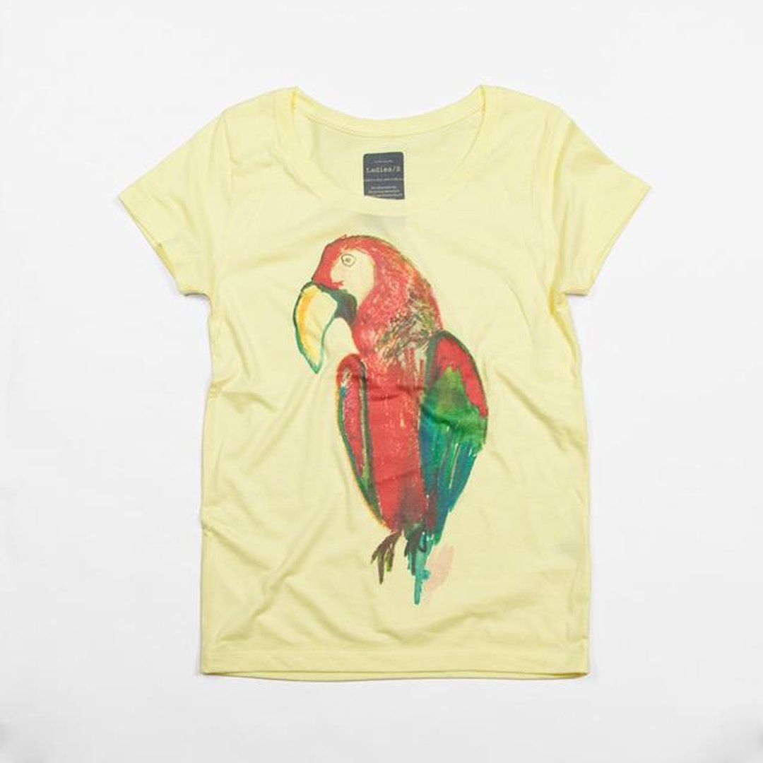 Parakeet 2 animal illustrations T-shirt Tcollector - 女装 T 恤 - 棉 黄色