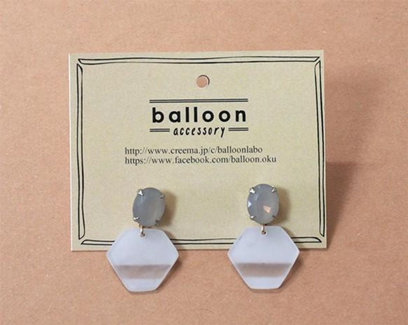 看穿 钻石形状耳环（灰色） - 耳环/耳夹 - 塑料 白色