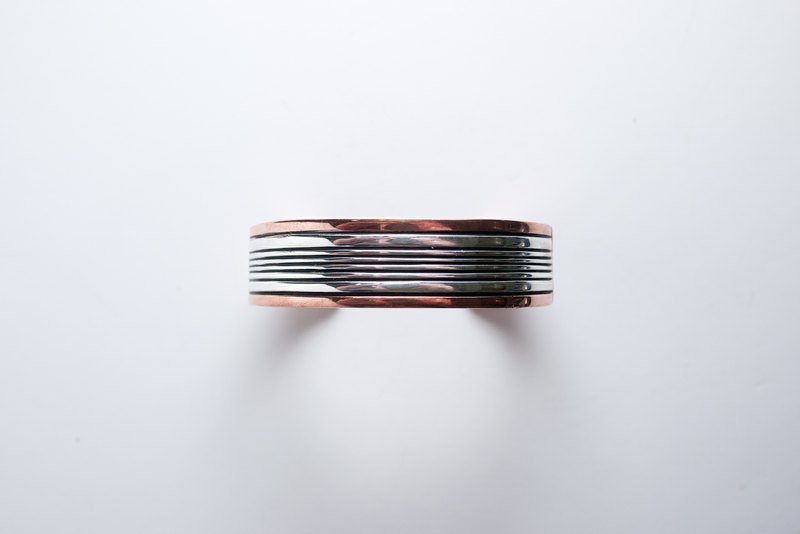 INDIAN NAVAJO 手工冲压铜与银手链，嘻皮，哈雷，重机，美式，印地安 - 手链/手环 - 其他金属 