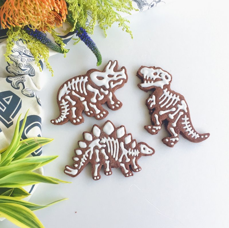 糖霜饼干 • 恐龙化石 我爱侏罗纪公园  纯手工绘制造型饼干3片组 - 手工饼干 - 新鲜食材 