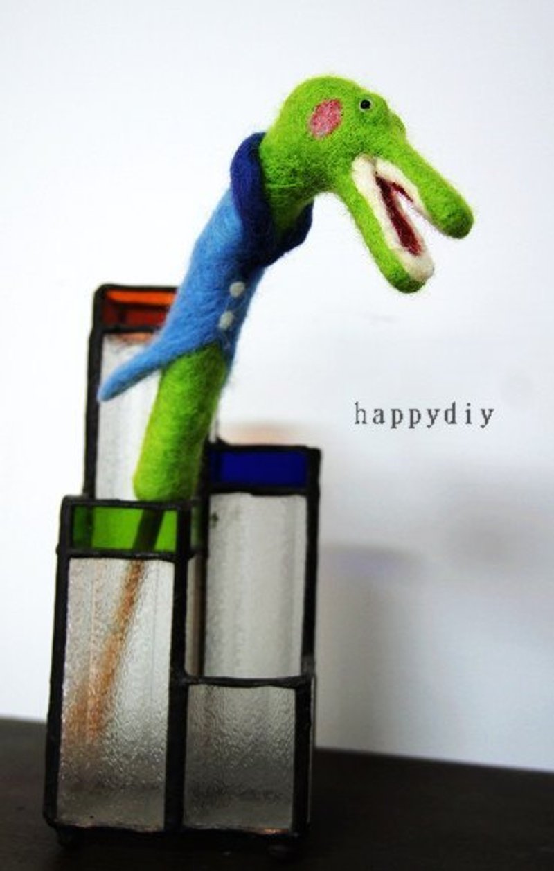 羊毛毡笔套~鳄鱼先生 - 编织/刺绣/羊毛毡/裁缝 - 羊毛 